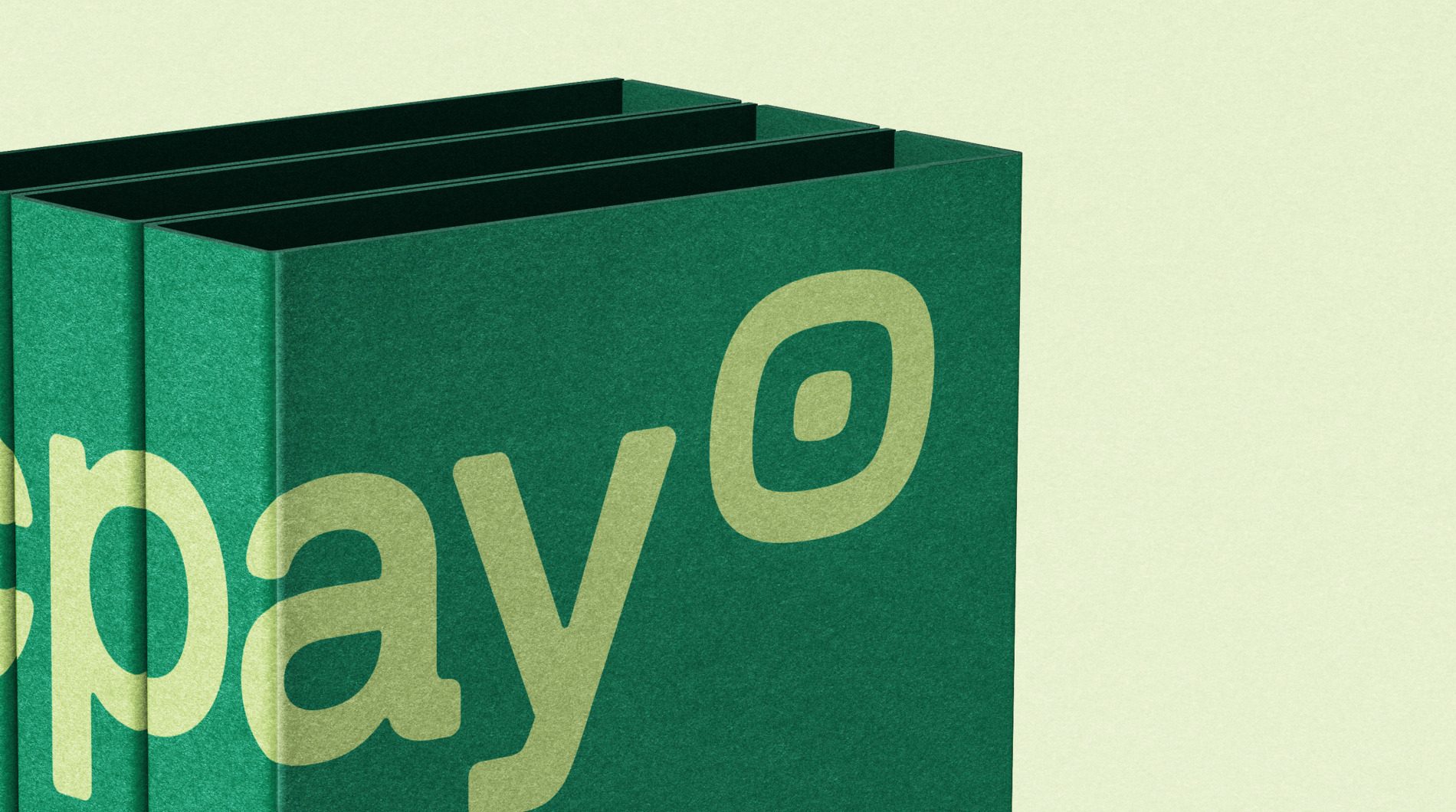 Fichários verdes com o logotipo Picpay