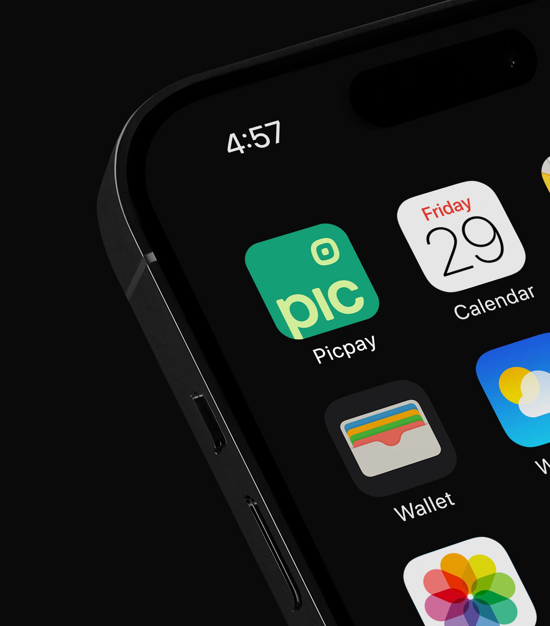 Tela inicial do iPhone com o novo ícone do app Picpay