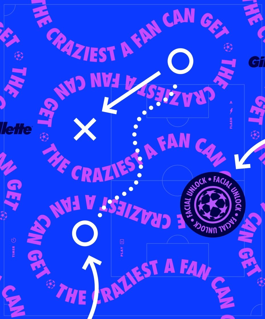The craziest a fan can get em texto curvo sobre um campo azul