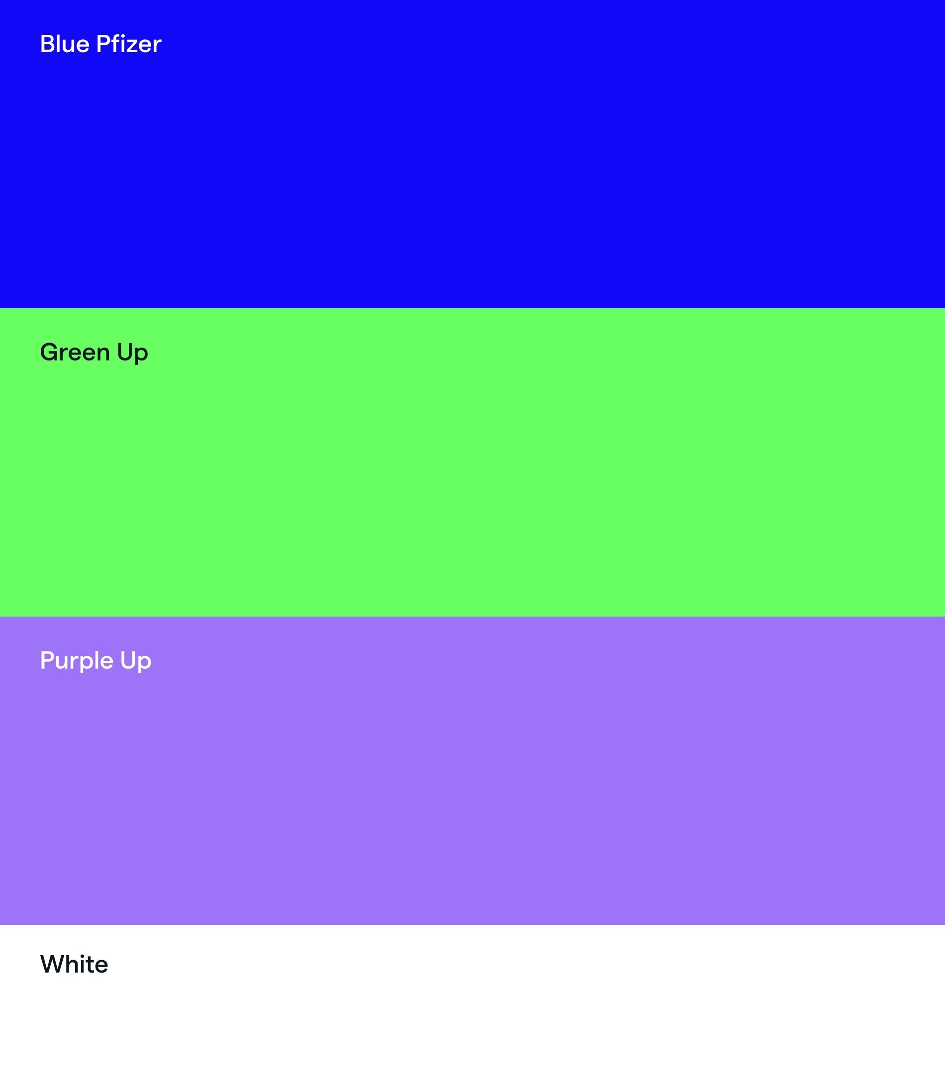 Paleta do Up: Blue Pfizer, Green Up, Purple Up e White